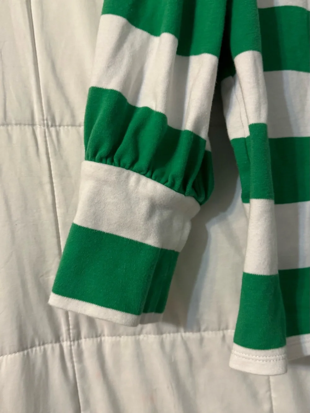 crown & ivy Green and White Striped Polo Top